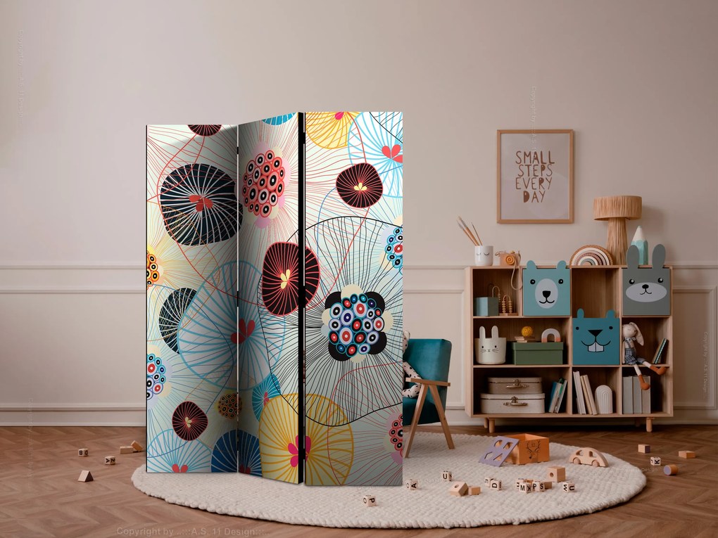 Parawan dwustronny Kwiaty 135x172 cm 3-częściowy wielokolorowy ARTGEIST B