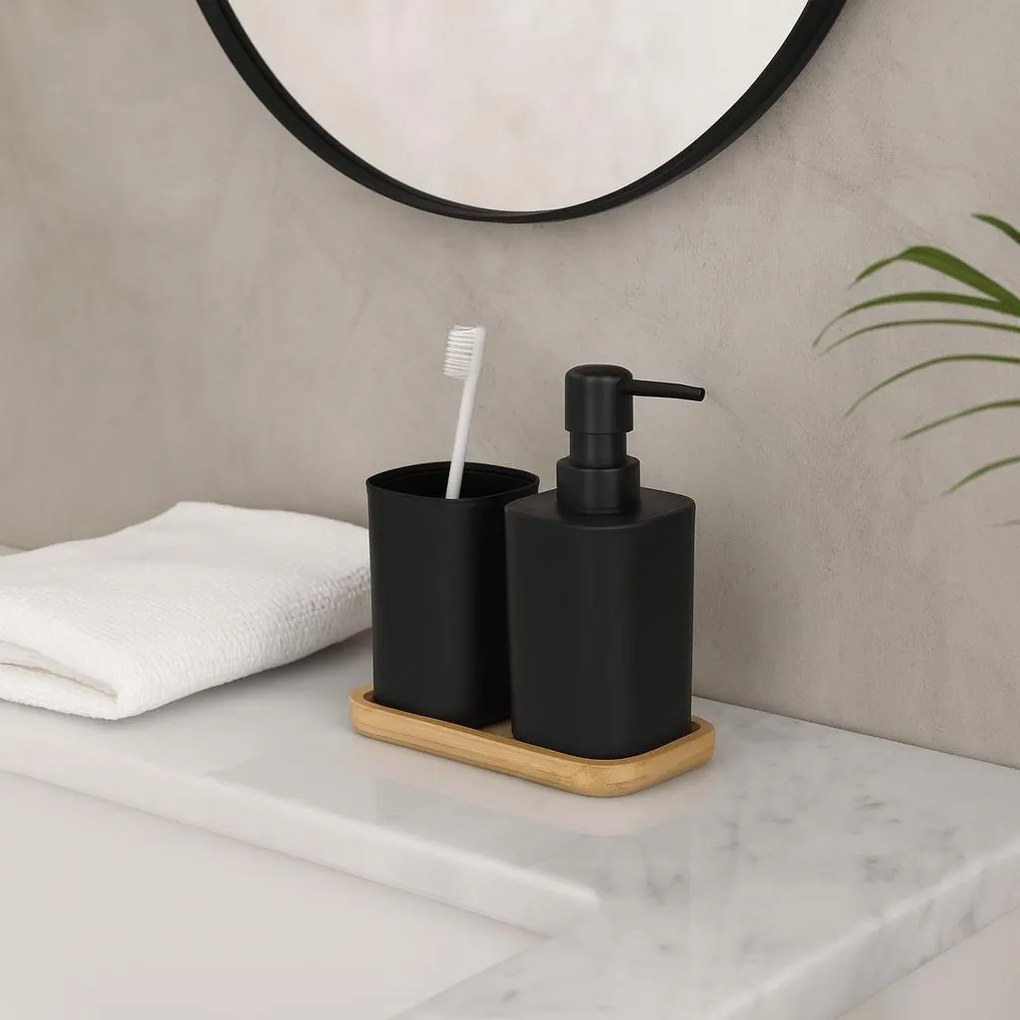 Komplet łazienkowy CUB, czarny, 3 sztuki