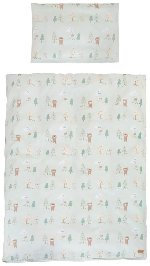 Jasnozielona bawełniana pościel dziecięca do łóżeczka 100x135 cm Woodland Buddies – Roba