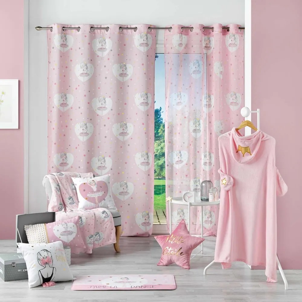 Różowa zasłona dziecięca 140x260 cm Petite Etoile – douceur d'intérieur