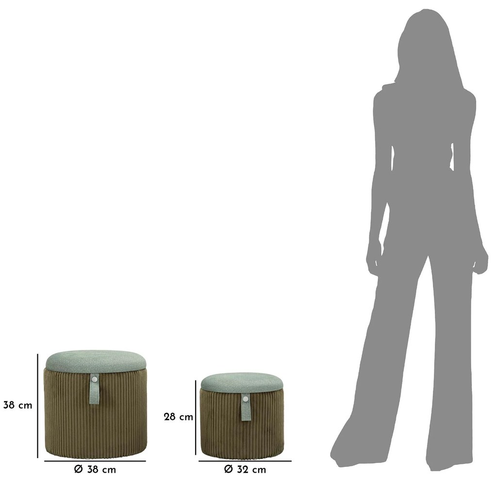 Zestaw puf ze schowkiem BOLZANO, Ø 38 cm, Ø 32 cm