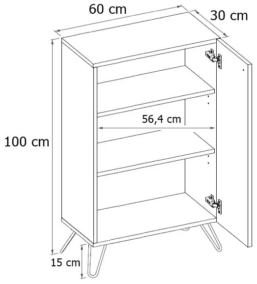 Wysoka komoda w stylu industrialnym dąb craft + biały B7-S16