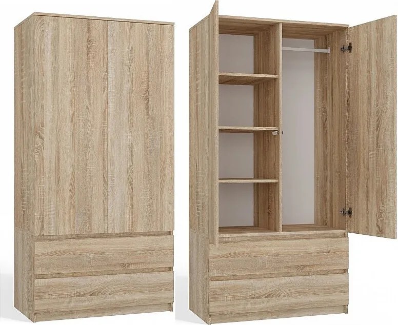 Szafa Malwa SS-90 | Dąb Sonoma  | 90x50x180 cm | Nowoczesna Szafa Dwudrzwiowa