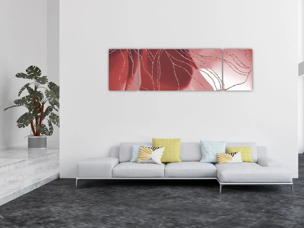 Obraz - Czerwony abstrakcyjny kwiat N⁰1 (170x50 cm)