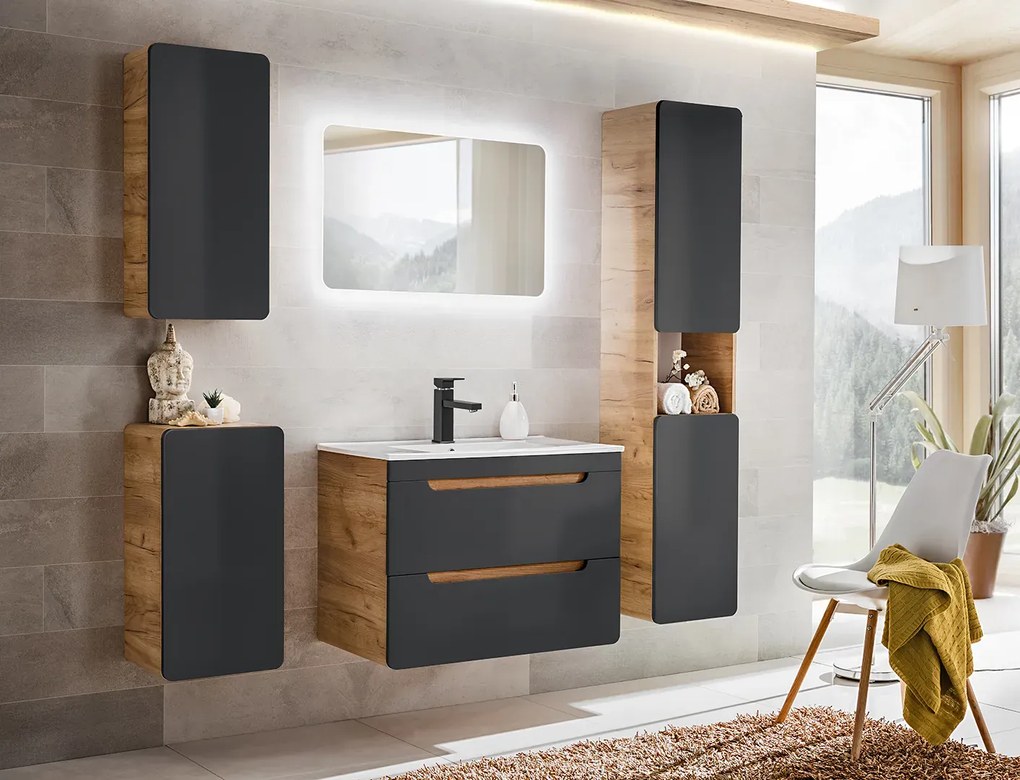 Szafka łazienkowa ARUBA COSMOS 810 35 cm grafit/dąb COMAD