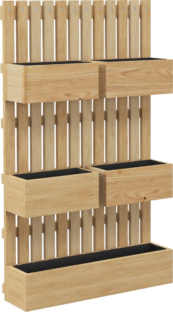 Outsunny Podwyższone grządki drewniane, regulowane z kratą, 60x16x100cm, kolor naturalny