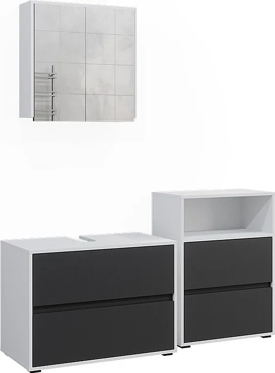 Zestaw mebli łazienkowych biały/antracyt 80x40x58 maltin