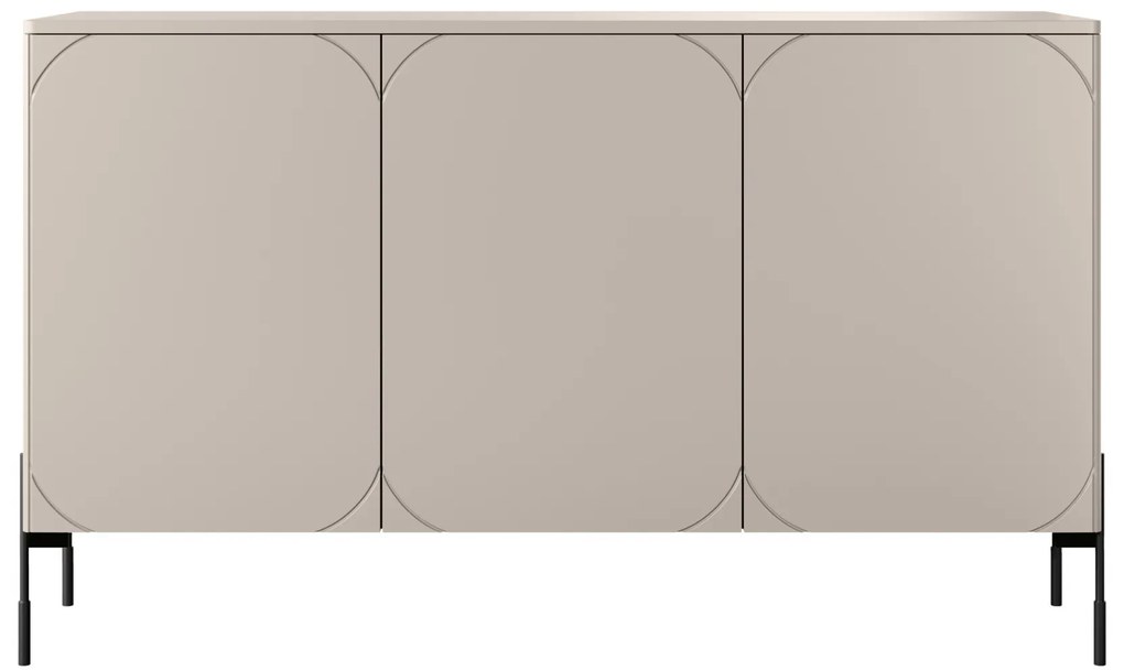 Komoda trzydrzwiowa Sonatia na metalowych nogach 150 cm - kaszmir