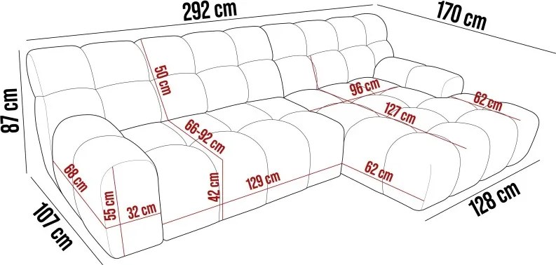 Narożnik COCOON S L z regulacją układzie WERSAL