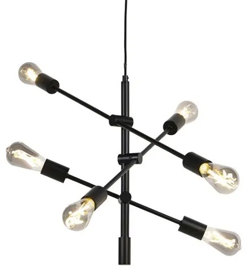 Inteligentna lampa wisząca industrialna czarna z 6 WiFi ST64 - Sydney