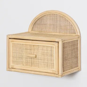 Zestaw 2 Wiszących Stolików Nocnych 45x30 Cm Z Rattanu Yivisc Natural - Sklum