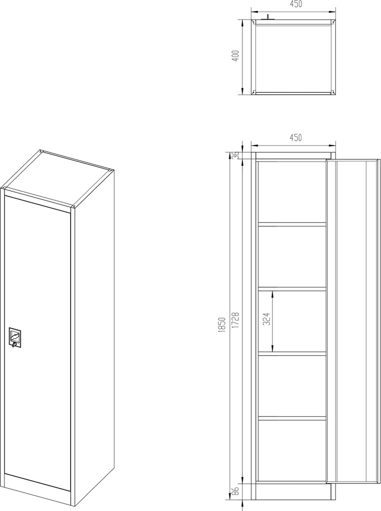 Szafa biurowa Eco Design Alex 45x40x185 cm antracyt/orzech