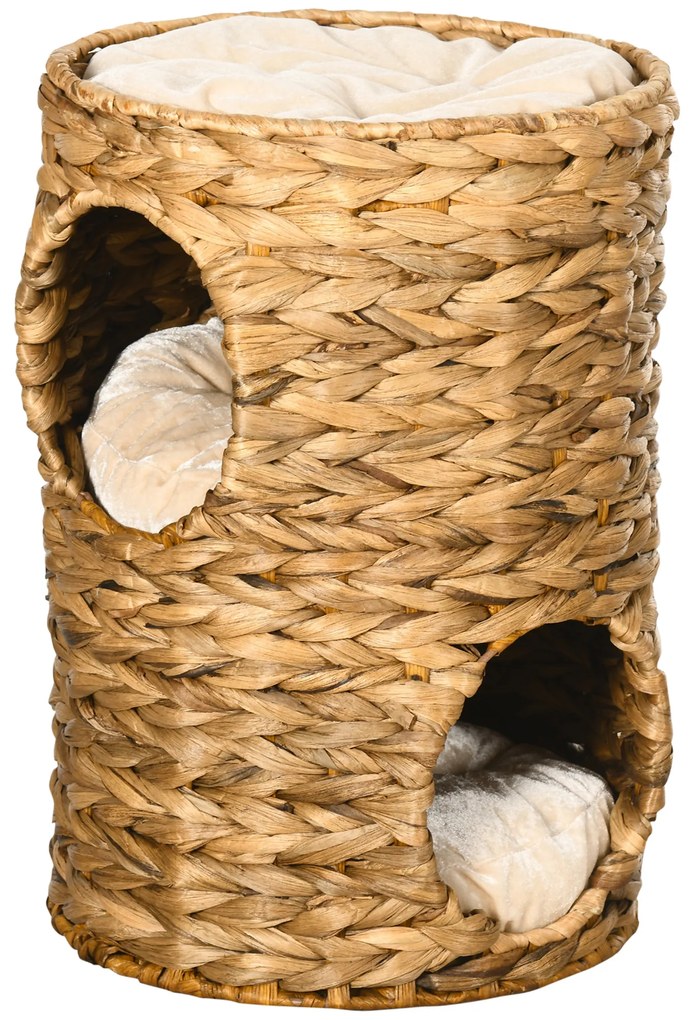 PawHut Drapak Beczkowy 47cm Wieża dla Kota z 2 Poziomami i Poduszką Stabilny i Trwały Drapak dla Kotów | Aosom PL