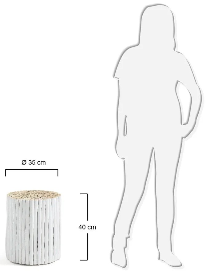 Biały stolik z drewna tekowego Kave Home Filippo, ⌀ 35 cm