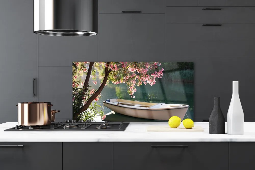 Szkło Ozdobne do Kuchni Łódka Pod Rozłożystym Drzewem