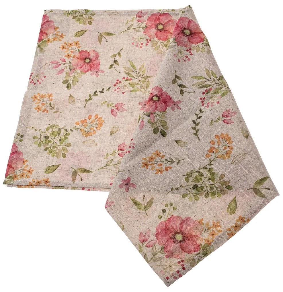 Bieżnik wodoodporny Kwiaty, 40 x 140 cm