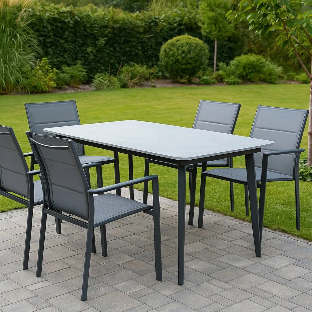 Stół ogrodowy aluminiowy 180x90 cm ze spiekiem kamiennym - solidny i trwały