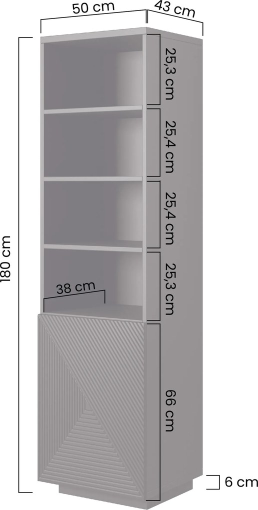 Regał Asha 50 cm z ryflowanym frontem - artisan / rivier stone mat