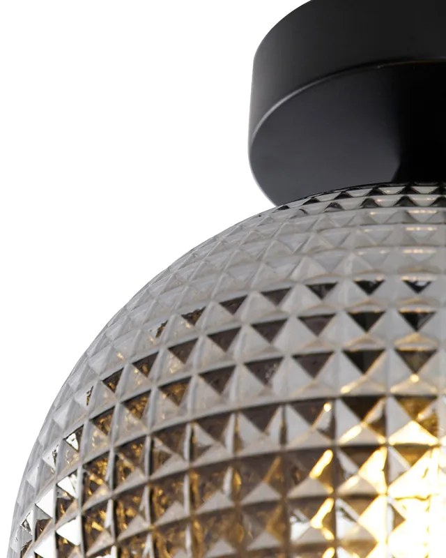 Plafon / Lampy sufitowe art deco czarny z przydymionym szkłem - Sphere ArtDeco Oswietlenie wewnetrzne