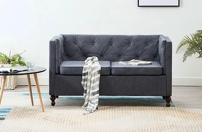 2-osobowa Sofa James 2Q w stylu Chesterfield - szara