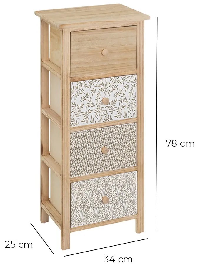 Wysoka komoda z litego drewna paulowni 34x78 cm – Casa Selección