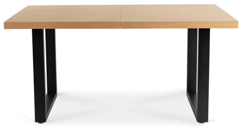 Stół Prostokątny Rozkładany EDWIN 160-260 cm Dąb Złoty/Czarny do Jadalni Nowoczesny Loft