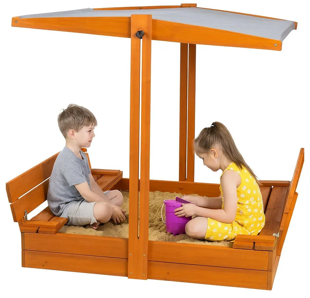 Piaskownica zamykana z daszkiem regulowanym w kolorze szarym M8-N41