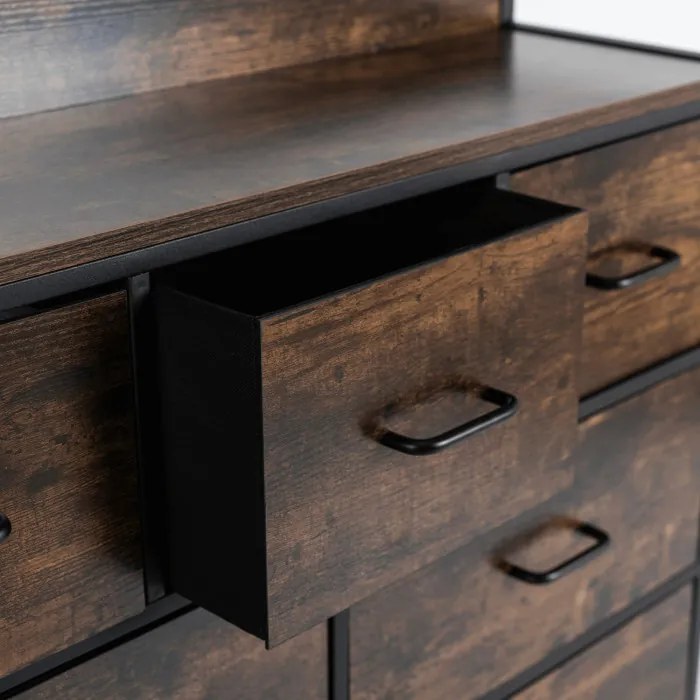 Komoda z Szufladami HUDSON 98 cm Dąb Rustykalny/Czarny Loftowa