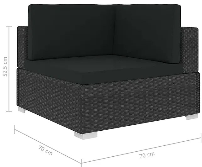 8-częściowy czarny zestaw wypoczynkowy do ogrodu - Owis 8B