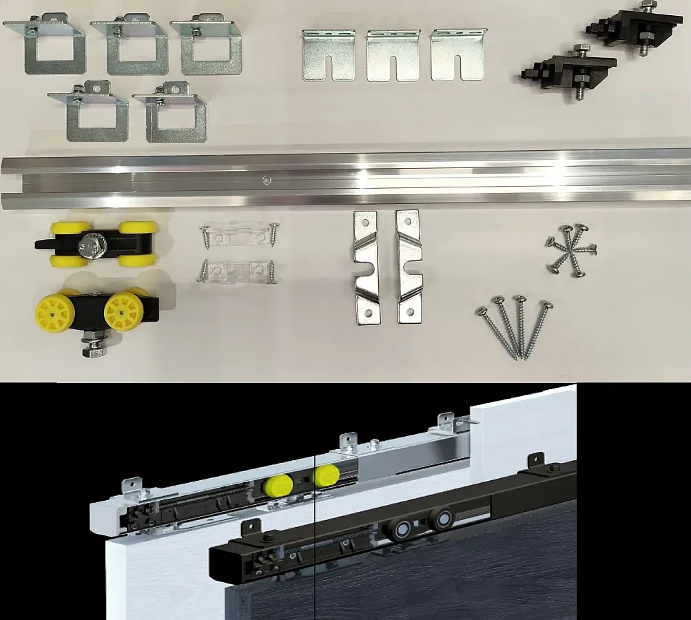 Drzwi przesuwne PALADIO 3 z maskownicą dąb craft złoty i jesion 90