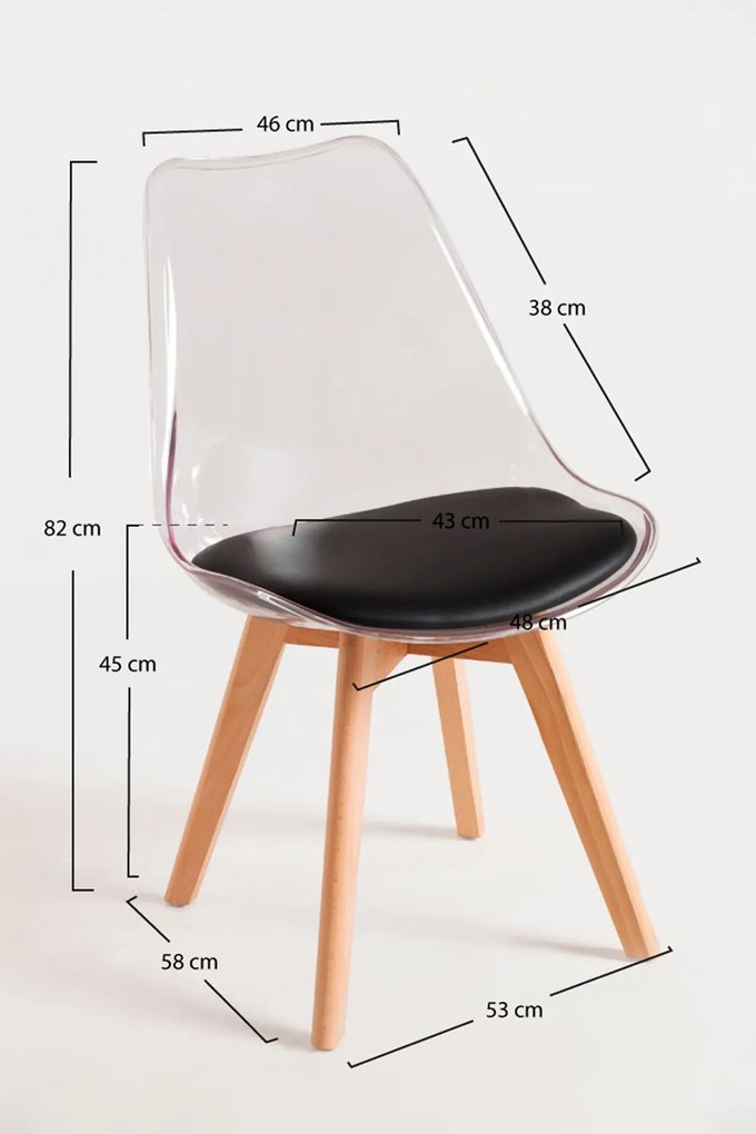 Zestaw 4 Krzese Synk Przezroczyste Siedzisko