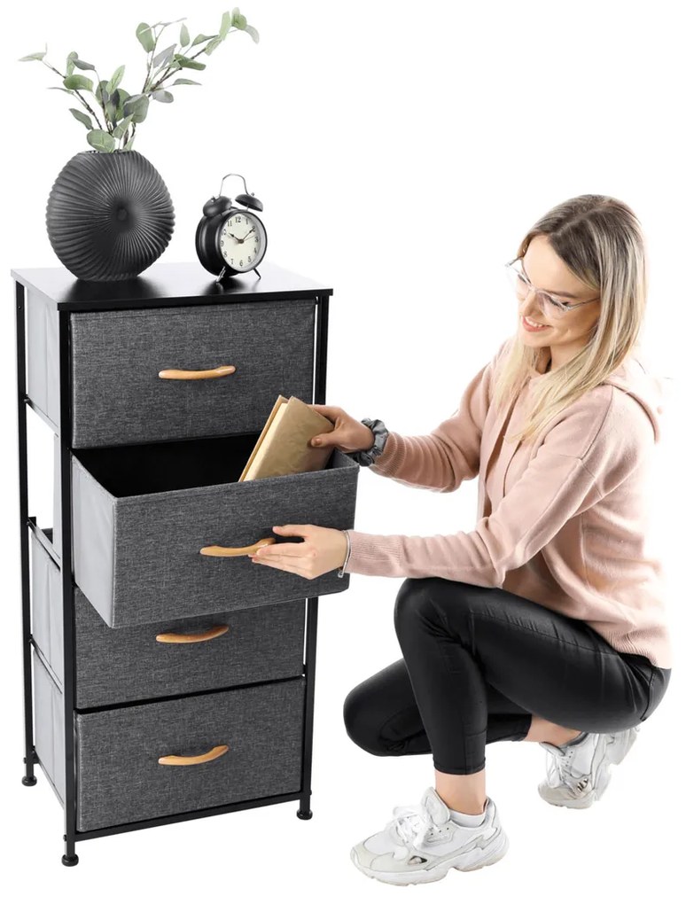 Komoda z szufladami z tkaniny PALMERA, czarny