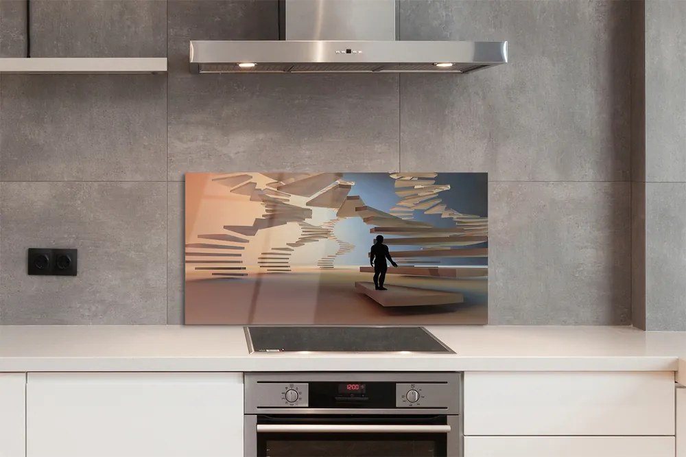 Panel szklany do Kuchni Przestrzenna Konstrukcja Schodów