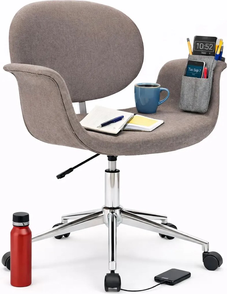 Brązowoszare obrotowe krzesło biurowe B4-G03