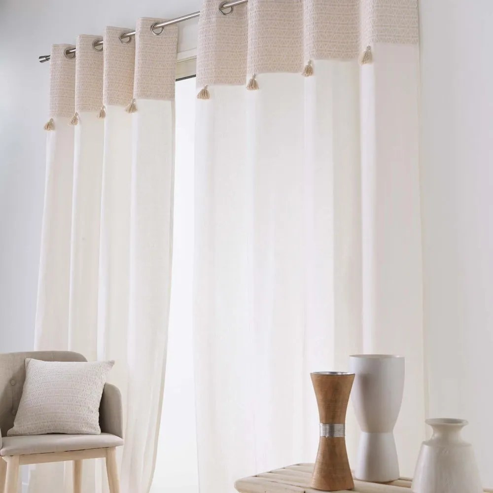 Biało-beżowa zasłona z mieszanki bawełny 140x240 cm Milano – douceur d'intérieur