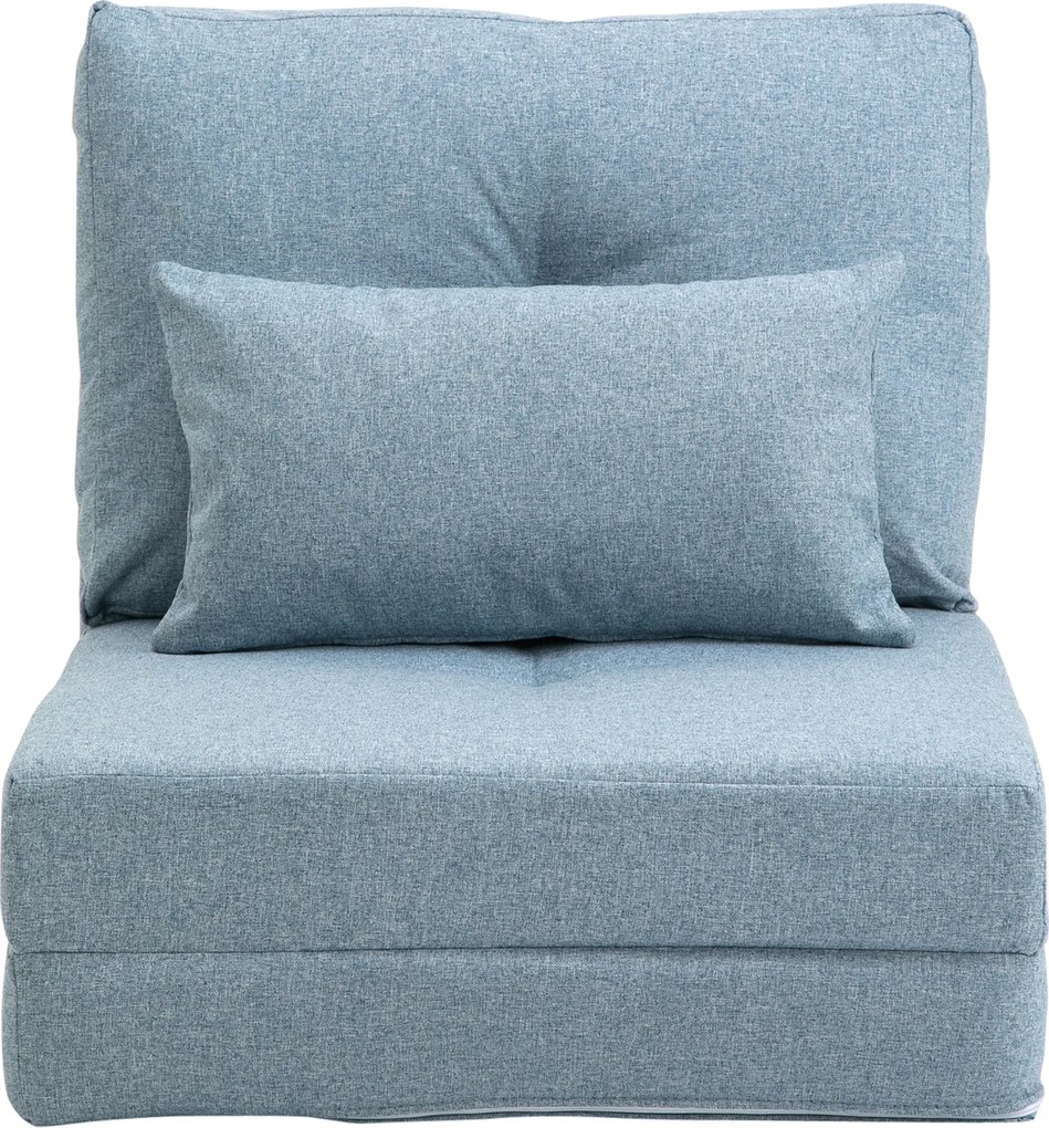 HOMCOM Fotel podłogowy rozkładany 2 w 1 z matą do spania i zdejmowaną poduszką niebieski | Aosom PL