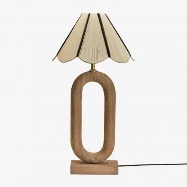 Lampa Stołowa Z Drewna Mango Tiberia Drewno Mango & Biały - Czarny Irais - Sklum