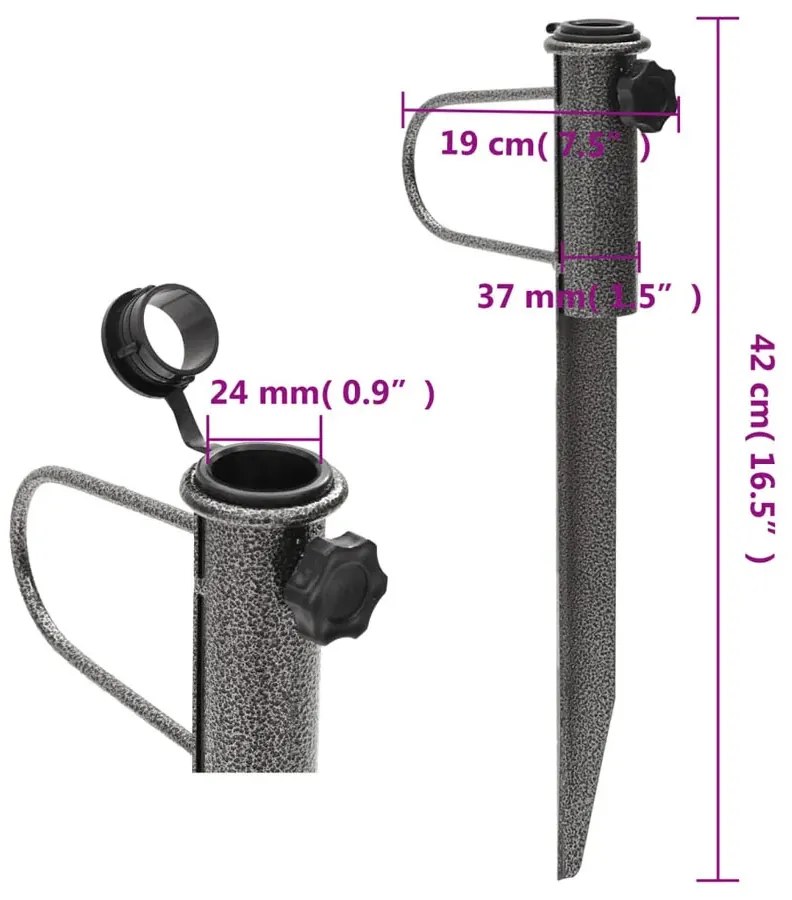 Komplet 2 wbijanych stojaków na parasole - Feksio 3X