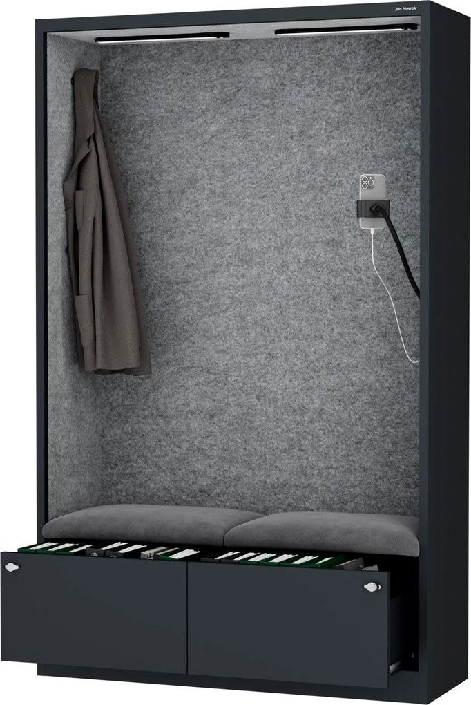 Szafa akustyczna do biura i szkoły Sally MentalBox, 115 x 40 x 185 cm, antracyt/szary