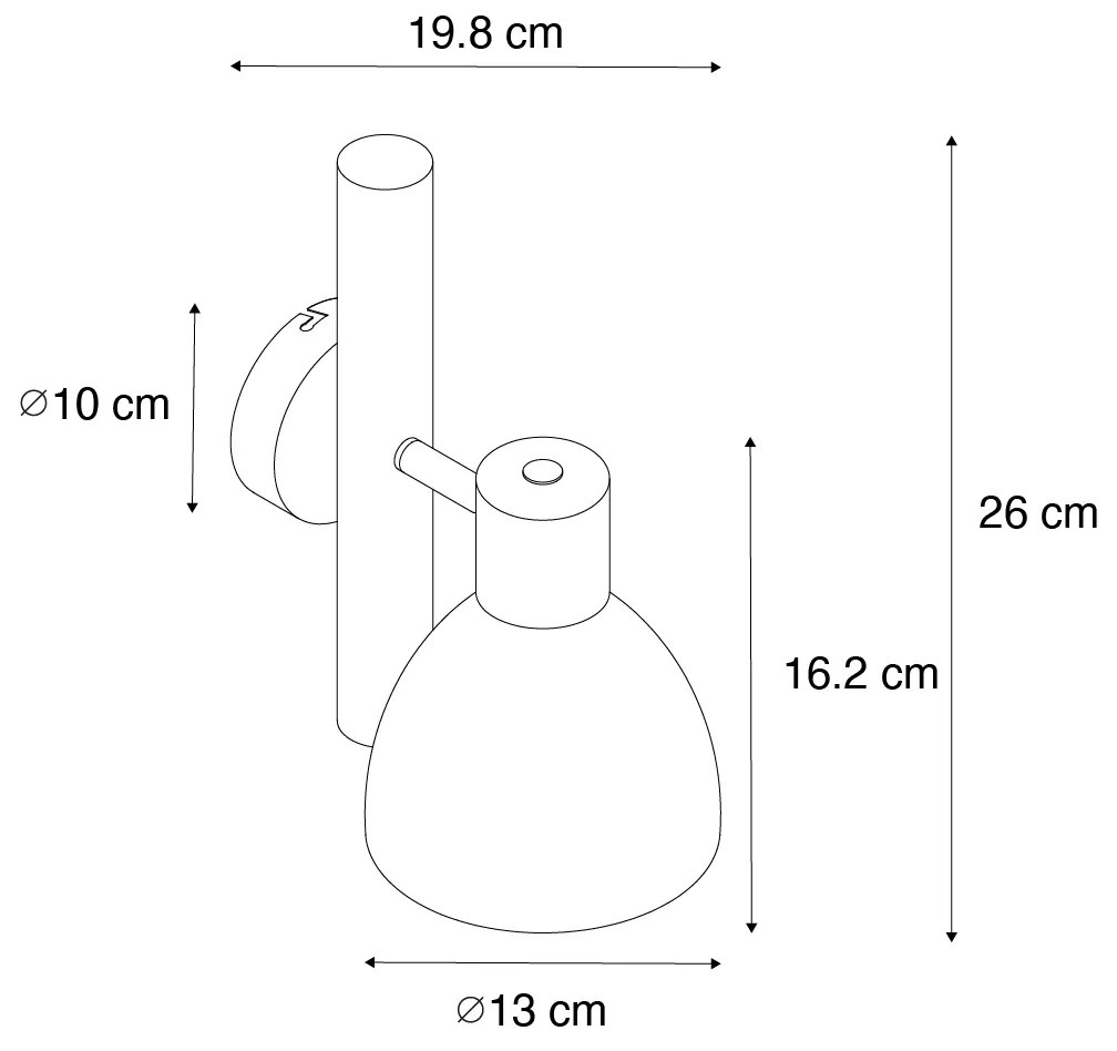 Rustykalna lampa ścienna czarna z drewnem - Flint Rustykalny / Vintage Oswietlenie wewnetrzne