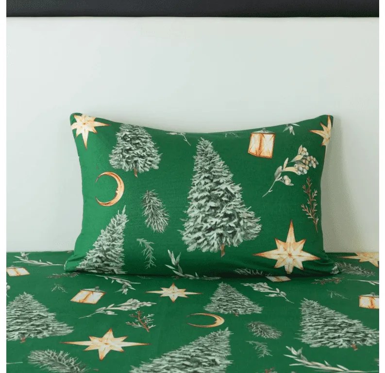 Poszewka na poduszkę z mikrofibry GREEN CHRISTMAS 50x70 cm, zielona