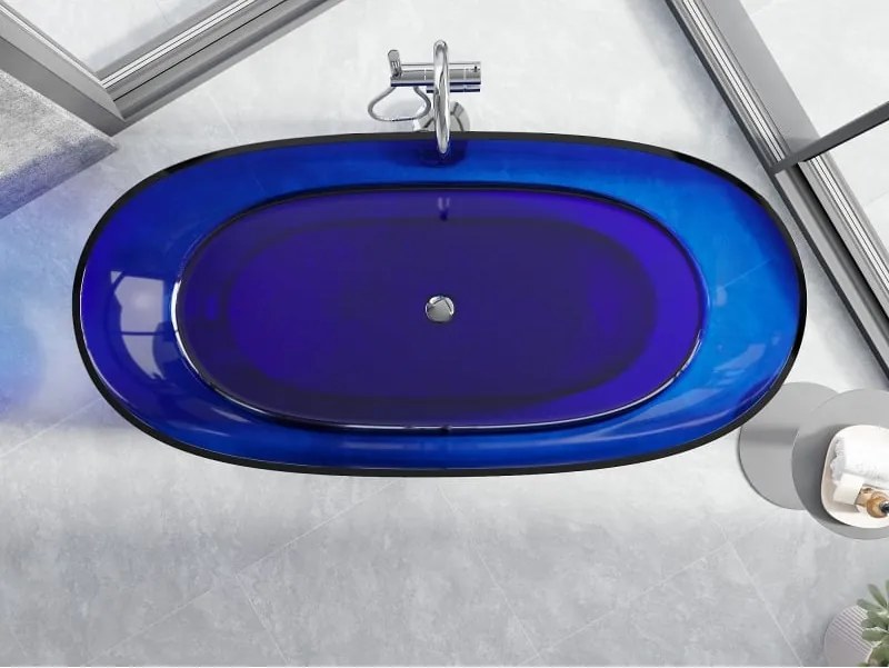 Mexen Pure sapphire wanna wolnostojąca transparentna 170 x 80 cm, korek chrom - 58071708016