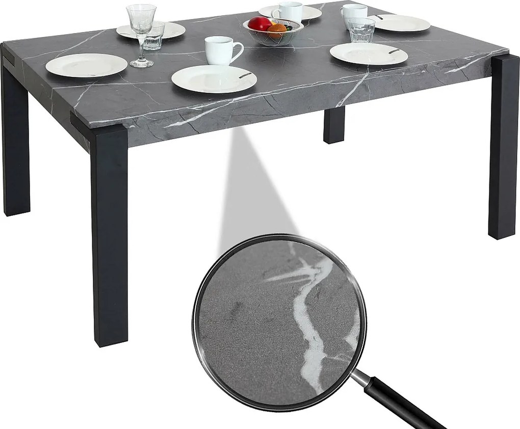Stół do jadalni MCW-L53,  marmurowy wygląd szary