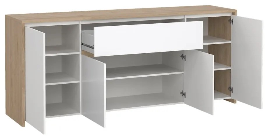 Biało-naturalna komoda w dekorze dębu 197x84x48 cm Next – Tvilum