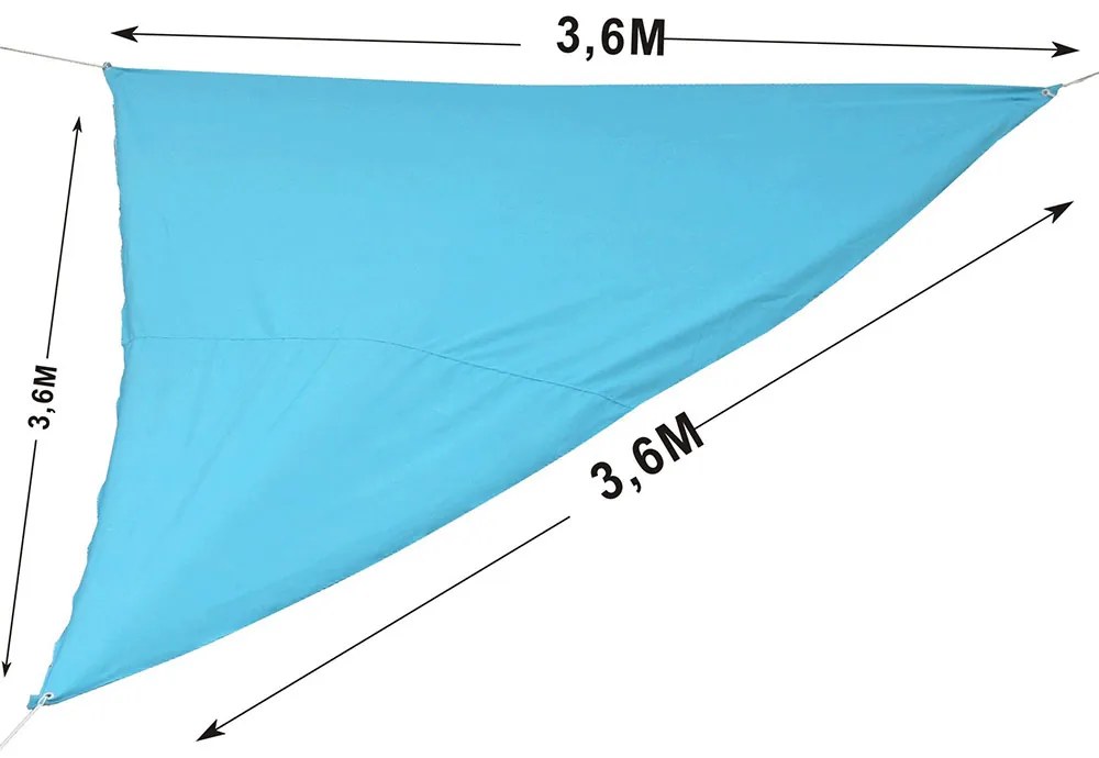 Żagiel cieniujący 3,6 x 3,6 x 3,6 m UV50+PA błękitny PATIO