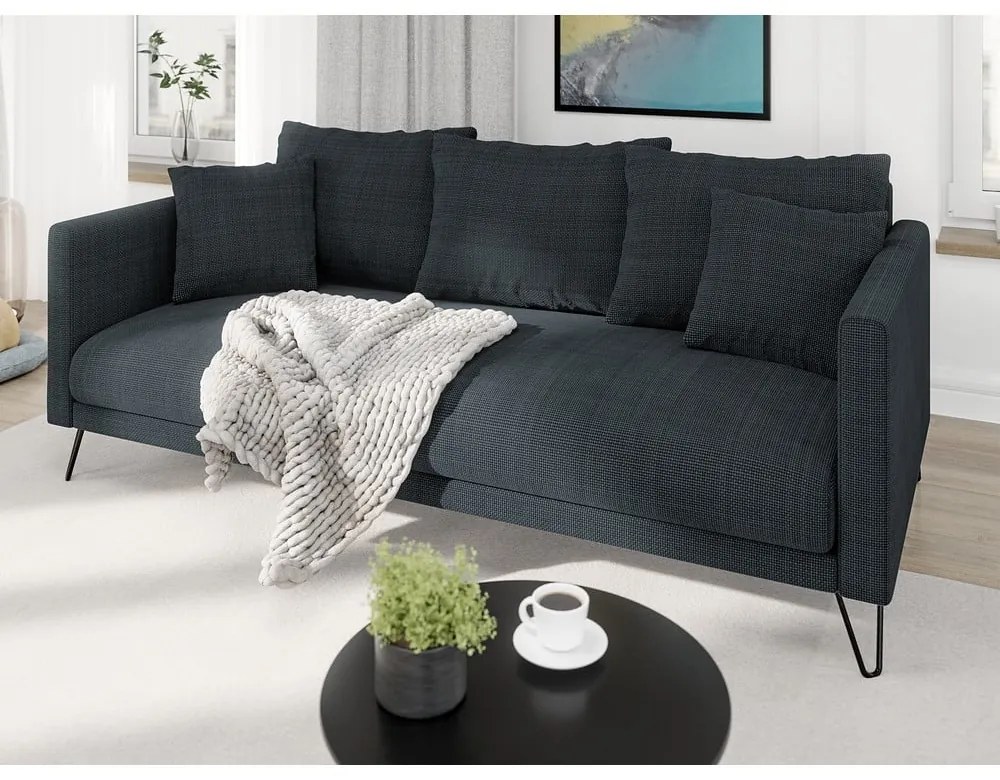Ciemnoszara sofa z tkaniny szenilowej 200 cm Freya – Ropez