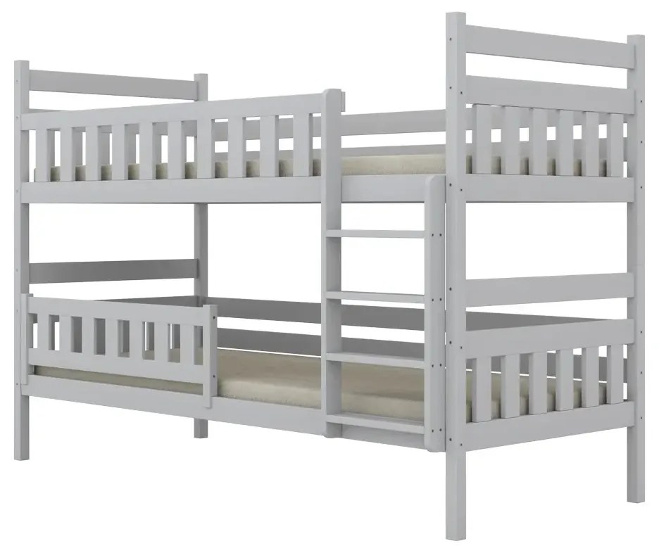 Łóżko piętrowe BARTEK 180x90 białe drewniane trzyosobowe z szufladami KOCOT KIDS
