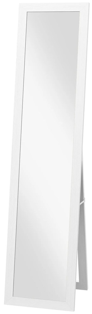 HOMCOM Lustro pełnowymiarowe, lusterko ściennie, 37 cm x 40 cm x 155 cm, z haczykami do montażu, srebrne + białe