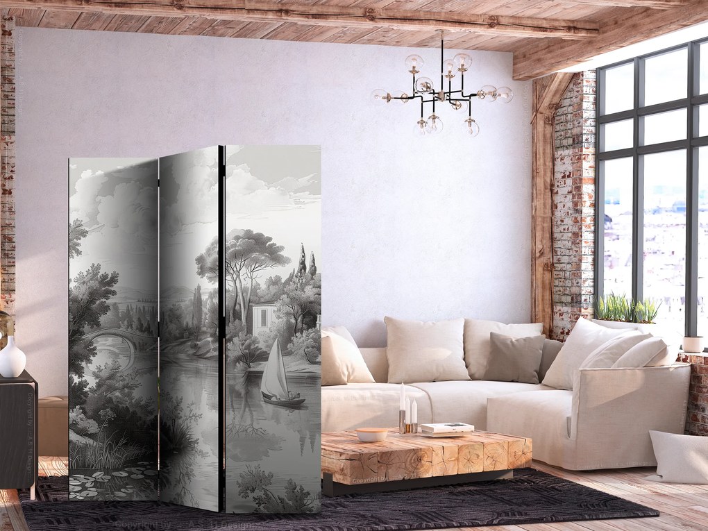 Parawan jednostronny Pejzaże 135x172 cm 3-częściowy szary ARTGEIST B