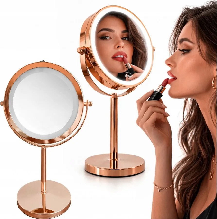 Lusterko Do Makijażu PREMIUM Kosmetyczne POWIĘKSZAJĄCE 10X Podświetlane LED